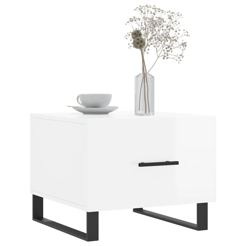 VidaXL Salontafels 2 st 50x50x40 cm bewerkt hout hoogglans wit