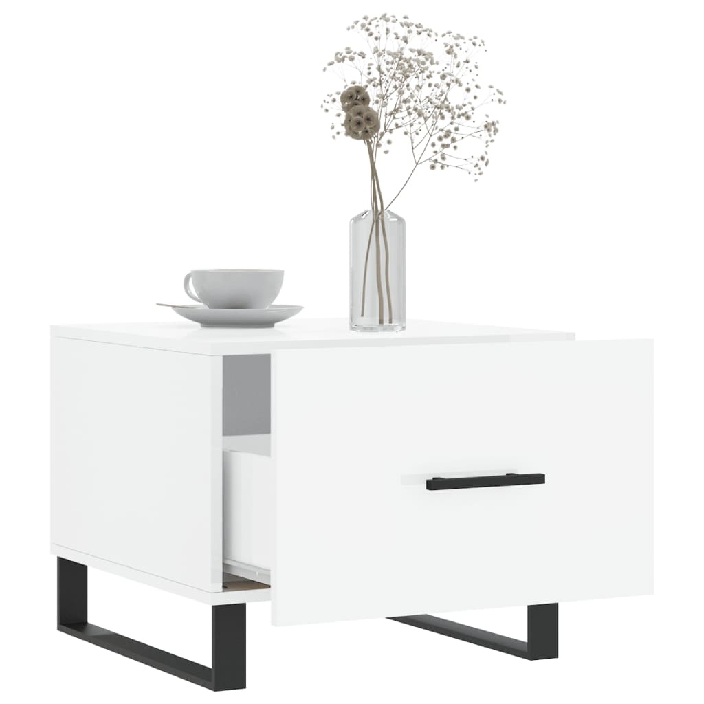 VidaXL Salontafels 2 st 50x50x40 cm bewerkt hout hoogglans wit