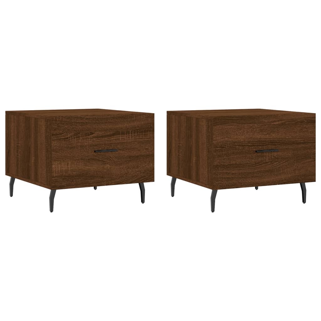 VidaXL Salontafels 2 st 50x50x40 cm bewerkt hout bruineikenkleurig