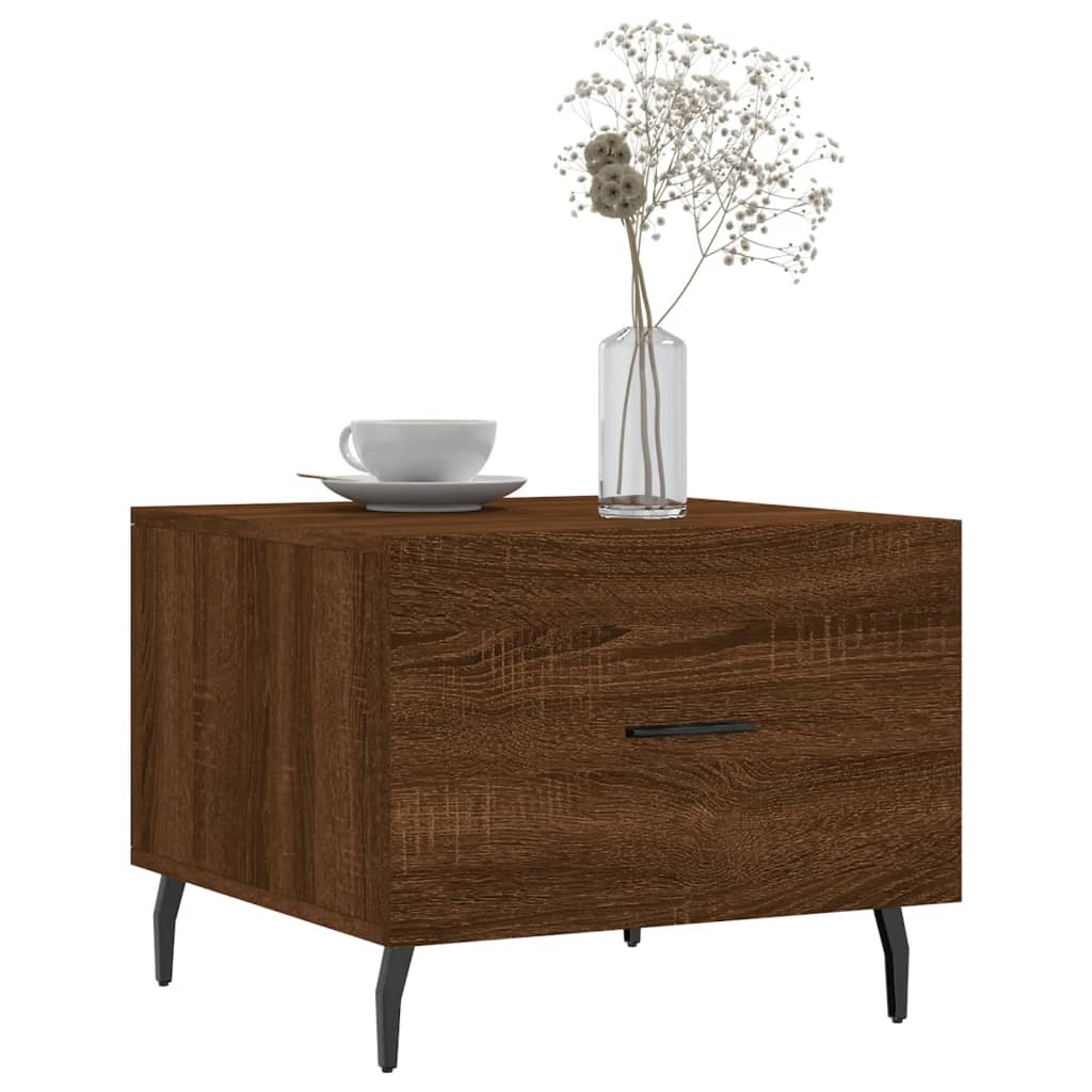 VidaXL Salontafels 2 st 50x50x40 cm bewerkt hout bruineikenkleurig