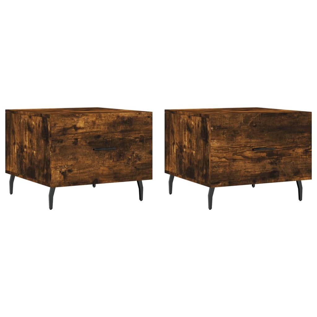 VidaXL Salontafels 2 st 50x50x40 cm bewerkt hout gerookt eikenkleurig