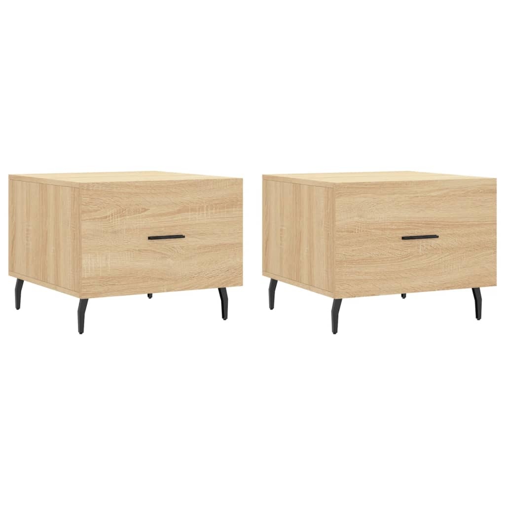 VidaXL Salontafels 2 st 50x50x40 cm bewerkt hout sonoma eikenkleurig