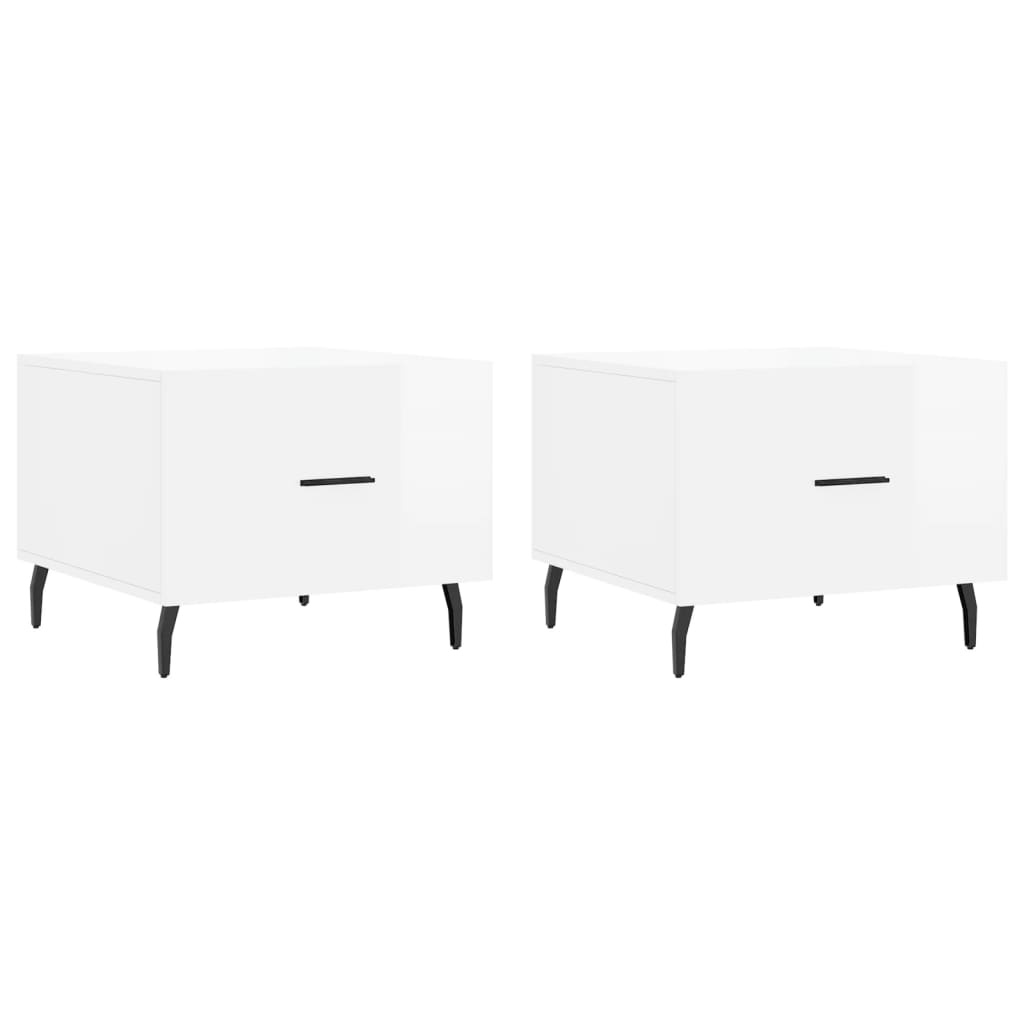 VidaXL Salontafels 2 st 50x50x40 cm bewerkt hout hoogglans wit