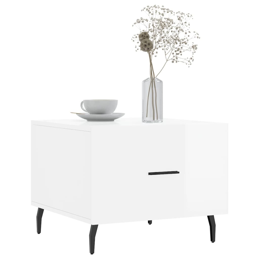 VidaXL Salontafels 2 st 50x50x40 cm bewerkt hout hoogglans wit