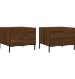 VidaXL Salontafels 2 st 50x50x40 cm bewerkt hout bruineikenkleurig