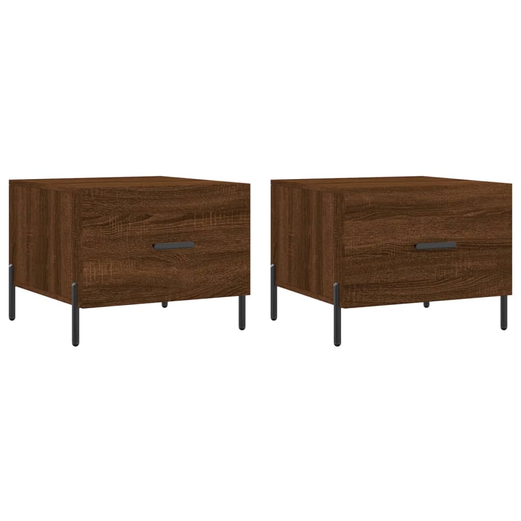 VidaXL Salontafels 2 st 50x50x40 cm bewerkt hout bruineikenkleurig