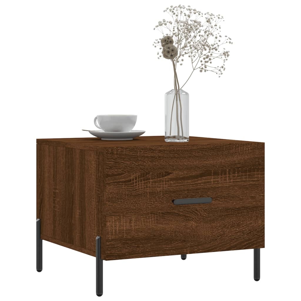 VidaXL Salontafels 2 st 50x50x40 cm bewerkt hout bruineikenkleurig
