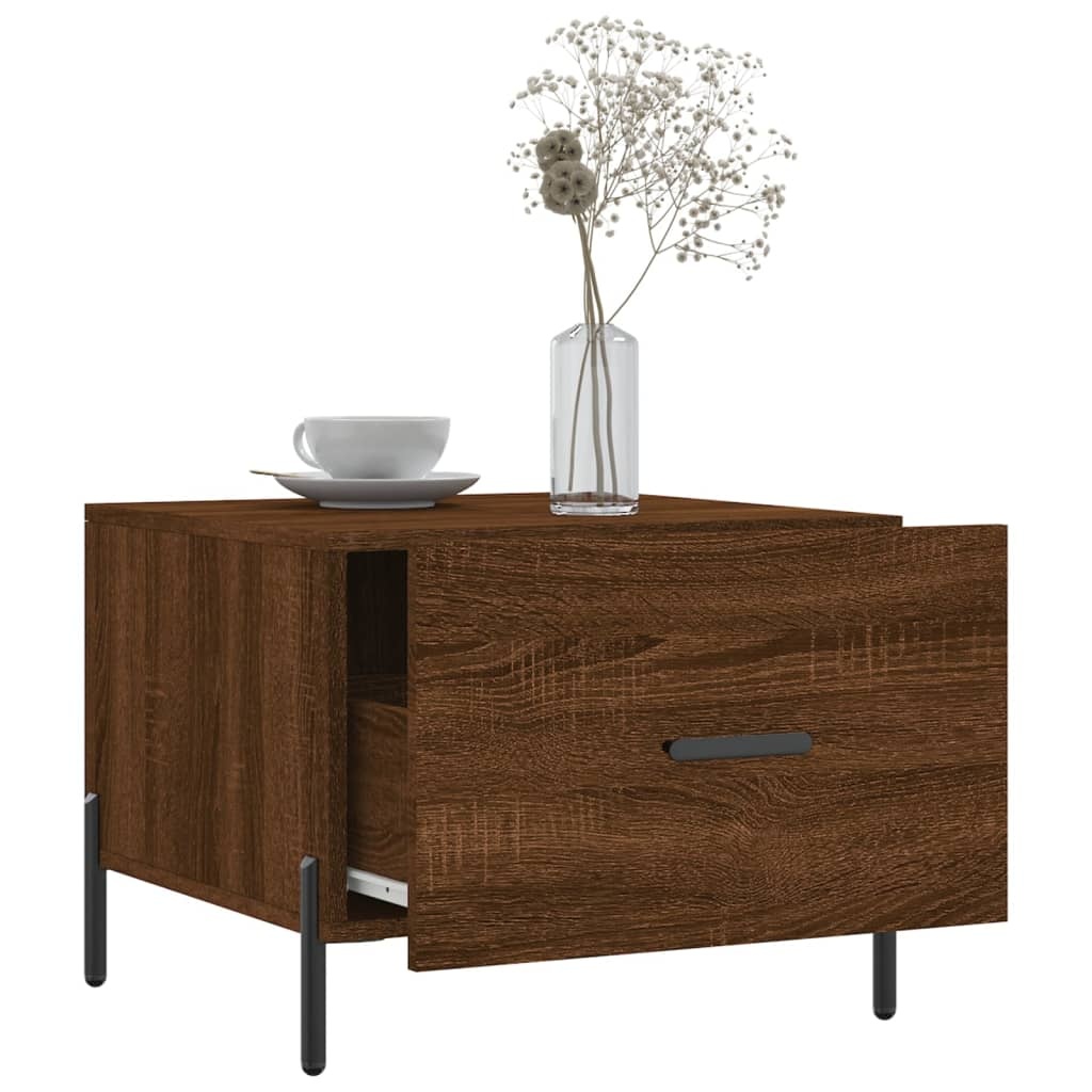 VidaXL Salontafels 2 st 50x50x40 cm bewerkt hout bruineikenkleurig