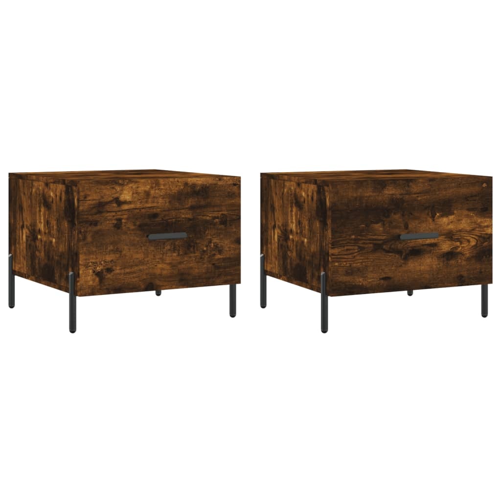 VidaXL Salontafels 2 st 50x50x40 cm bewerkt hout gerookt eikenkleurig