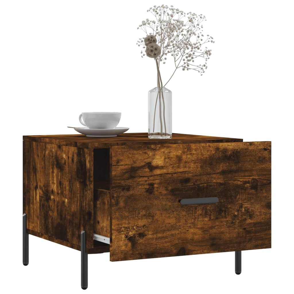 VidaXL Salontafels 2 st 50x50x40 cm bewerkt hout gerookt eikenkleurig