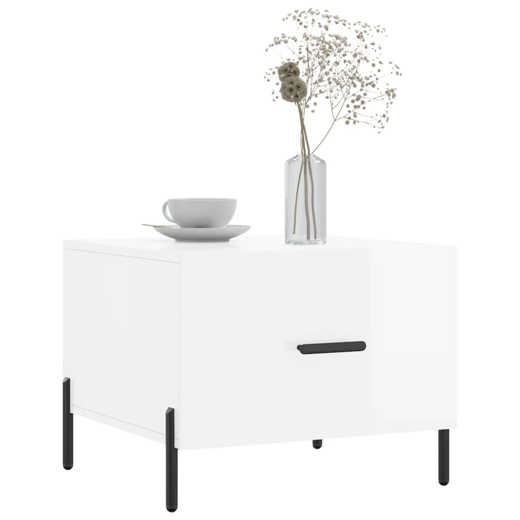 VidaXL Salontafels 2 st 50x50x40 cm bewerkt hout hoogglans wit