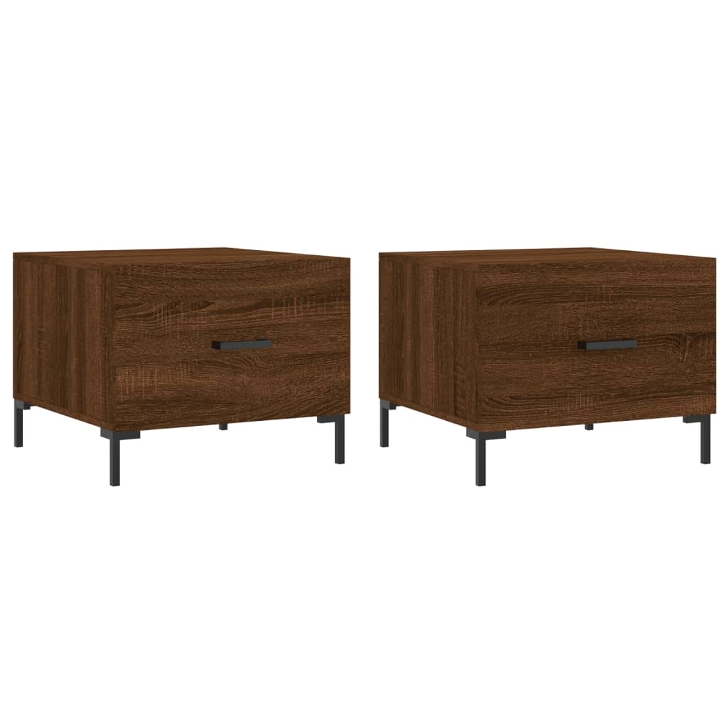 VidaXL Salontafels 2 st 50x50x40 cm bewerkt hout bruineikenkleurig