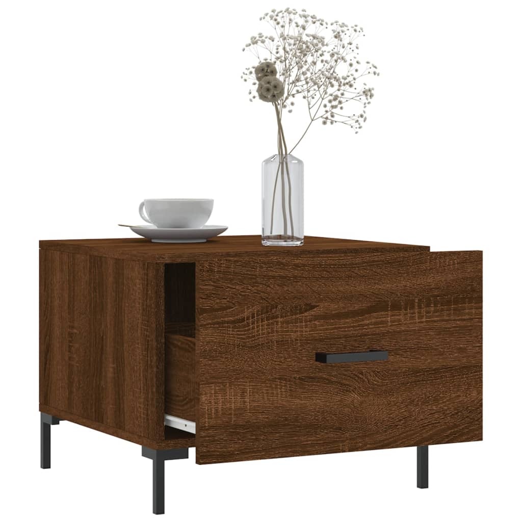 VidaXL Salontafels 2 st 50x50x40 cm bewerkt hout bruineikenkleurig