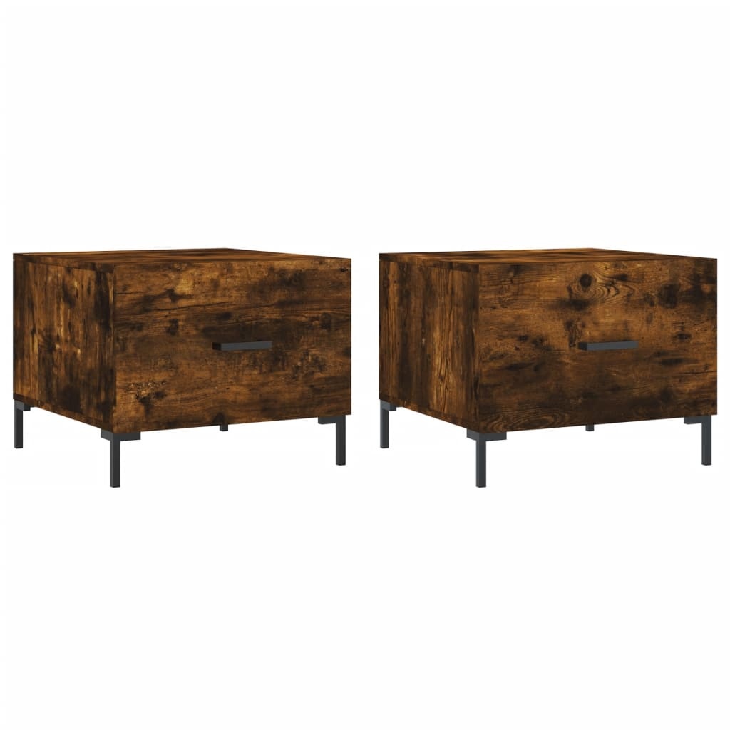 VidaXL Salontafels 2 st 50x50x40 cm bewerkt hout gerookt eikenkleurig