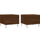 VidaXL Salontafels 2 st 50x50x40 cm bewerkt hout bruineikenkleurig