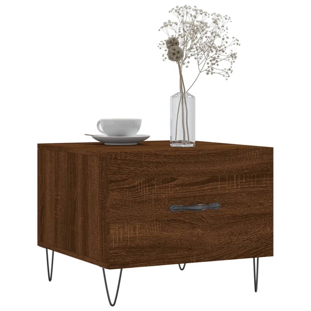 VidaXL Salontafels 2 st 50x50x40 cm bewerkt hout bruineikenkleurig