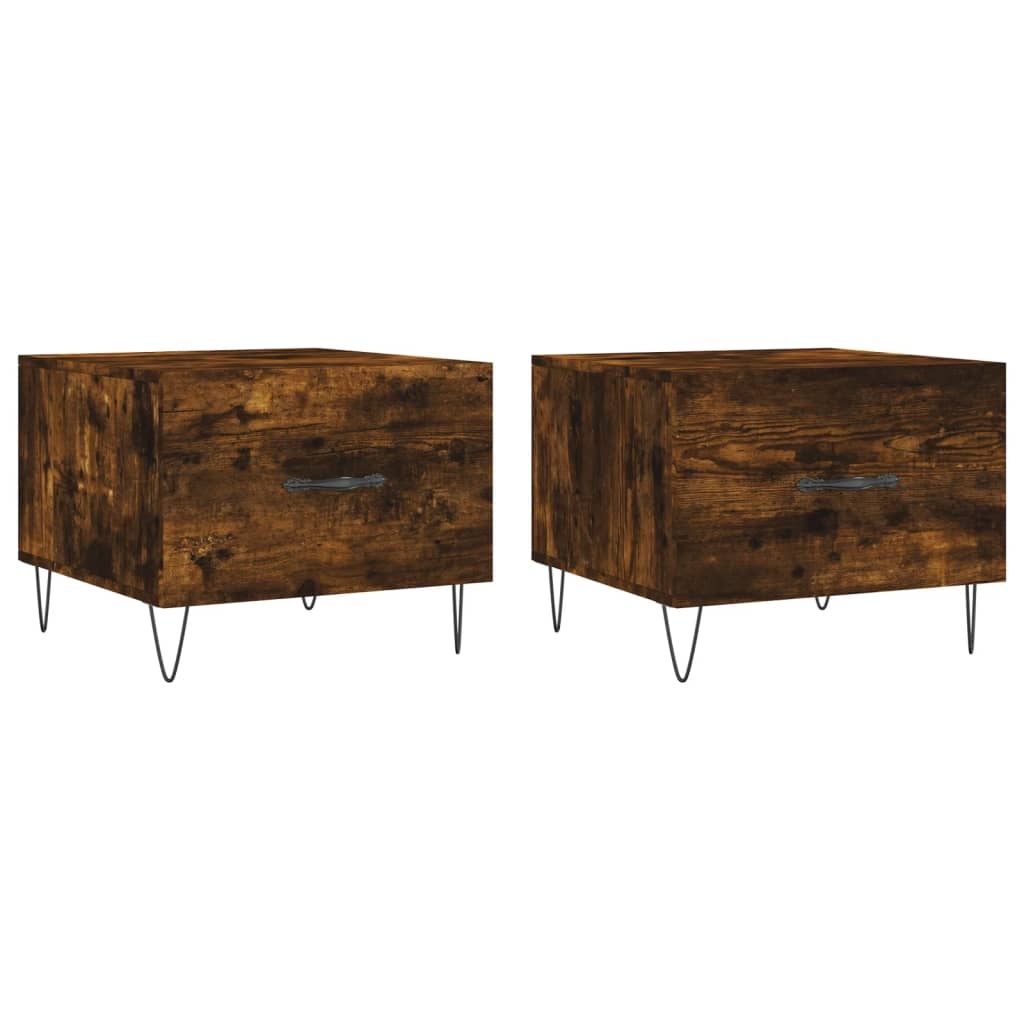 VidaXL Salontafels 2 st 50x50x40 cm bewerkt hout gerookt eikenkleurig