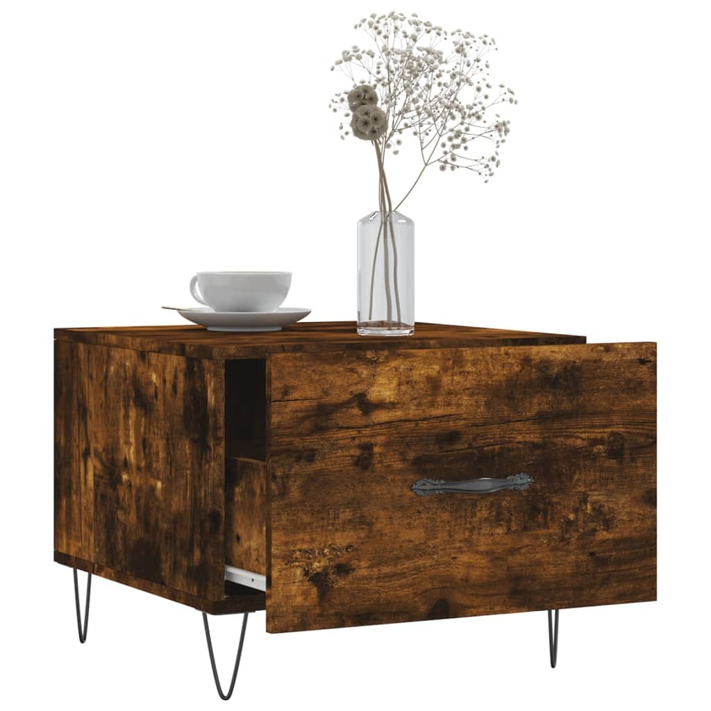 VidaXL Salontafels 2 st 50x50x40 cm bewerkt hout gerookt eikenkleurig