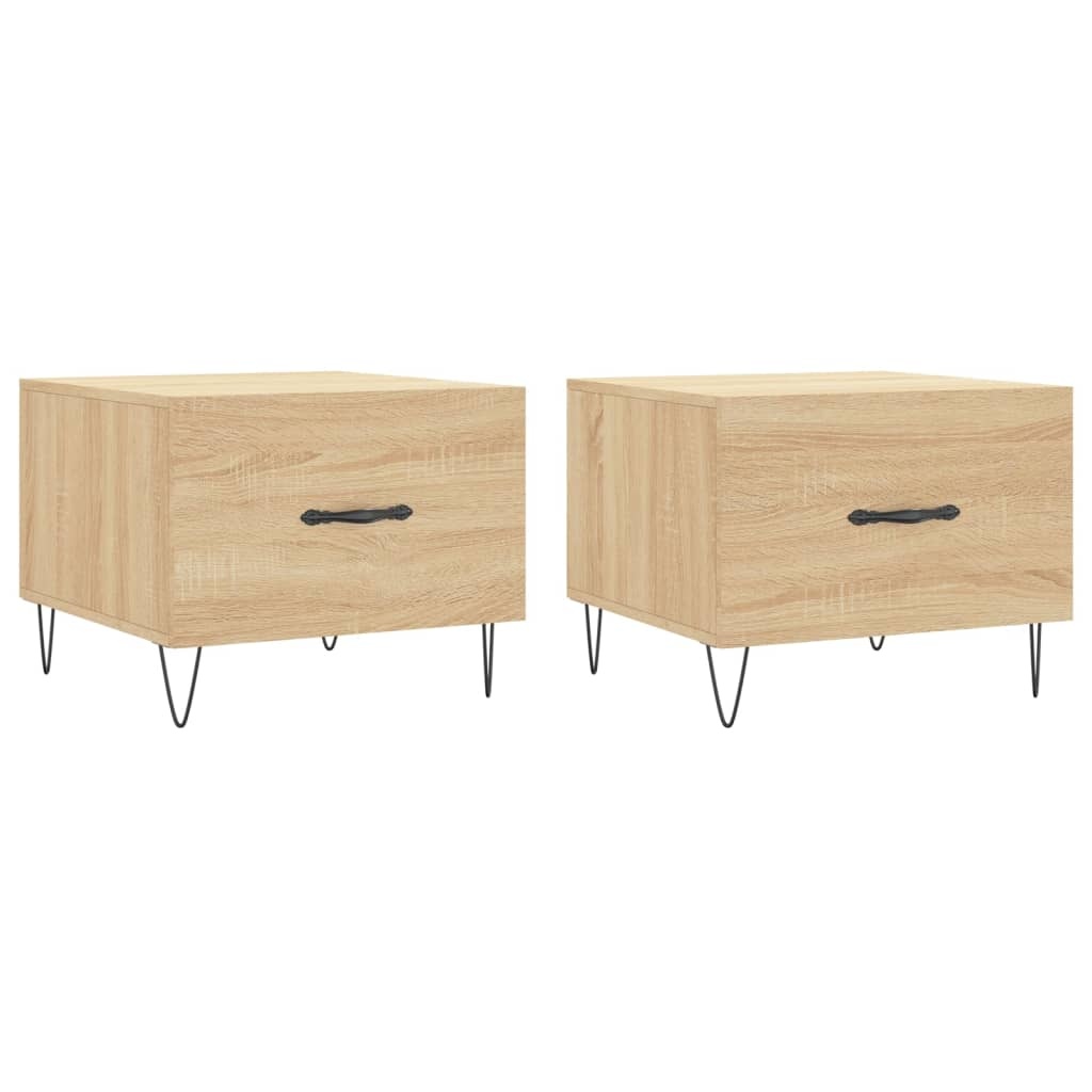 VidaXL Salontafels 2 st 50x50x40 cm bewerkt hout sonoma eikenkleurig