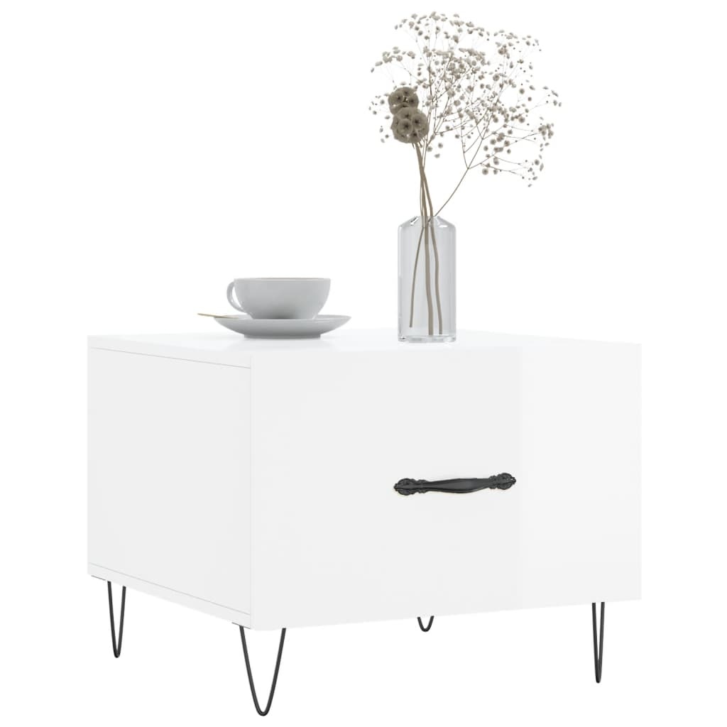 VidaXL Salontafels 2 st 50x50x40 cm bewerkt hout hoogglans wit