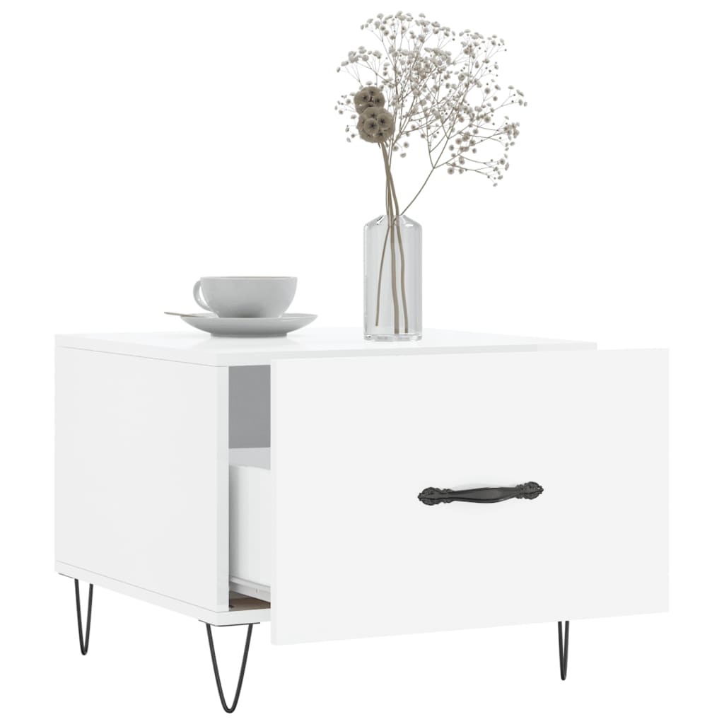 VidaXL Salontafels 2 st 50x50x40 cm bewerkt hout hoogglans wit