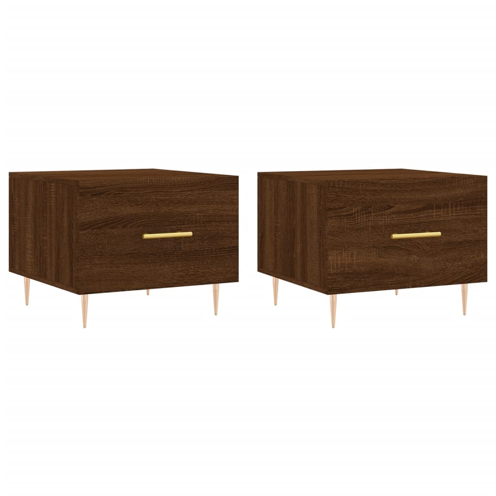 VidaXL Salontafels 2 st 50x50x40 cm bewerkt hout bruineikenkleurig