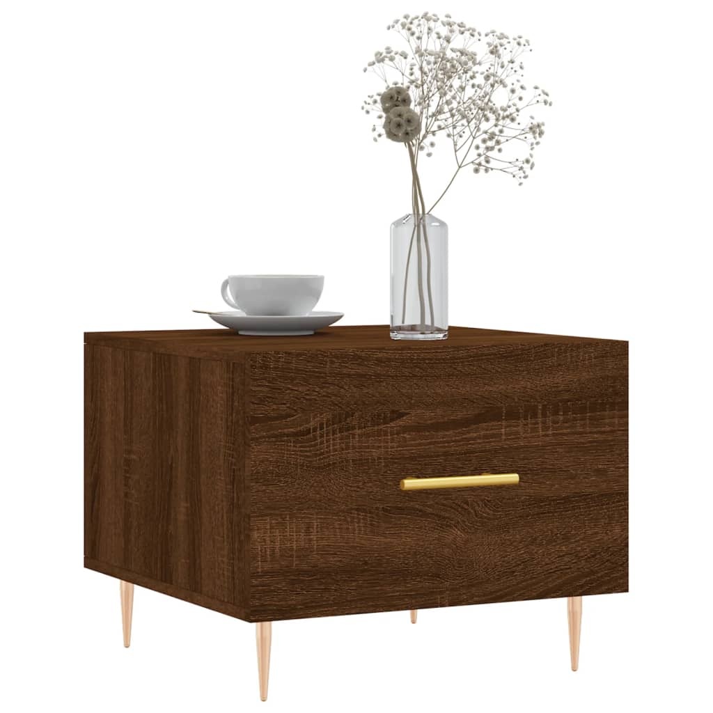 VidaXL Salontafels 2 st 50x50x40 cm bewerkt hout bruineikenkleurig