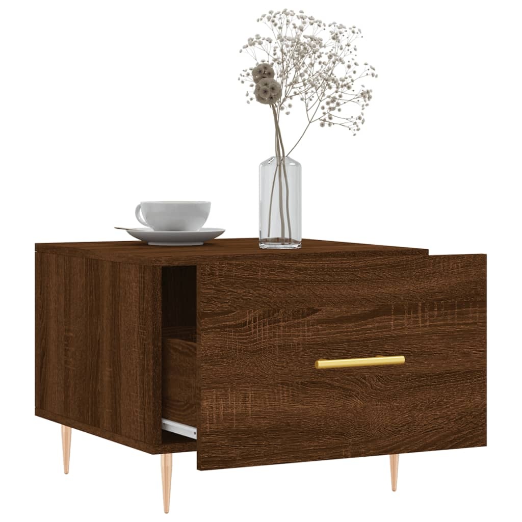 VidaXL Salontafels 2 st 50x50x40 cm bewerkt hout bruineikenkleurig