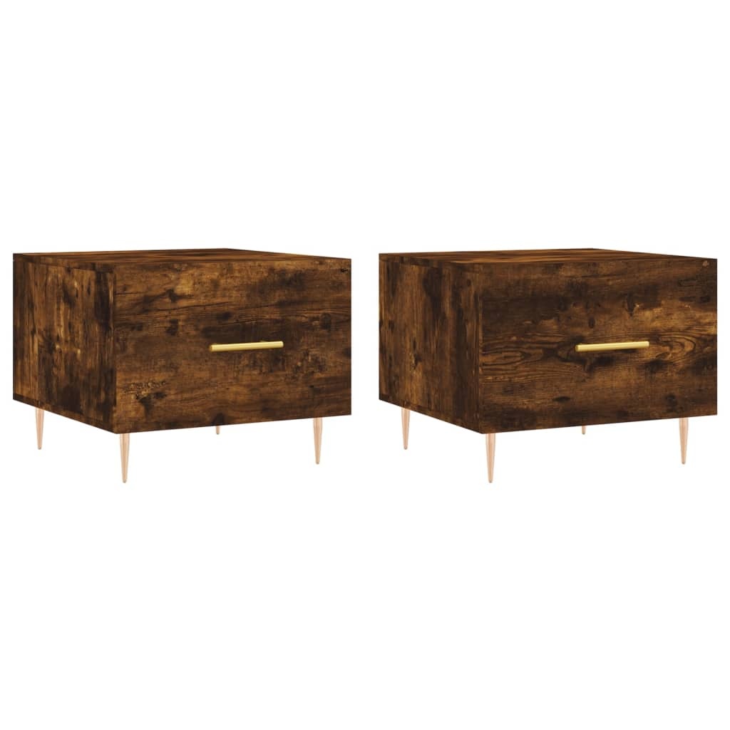 VidaXL Salontafels 2 st 50x50x40 cm bewerkt hout gerookt eikenkleurig