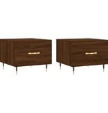 VidaXL Salontafels 2 st 50x50x40 cm bewerkt hout bruineikenkleurig