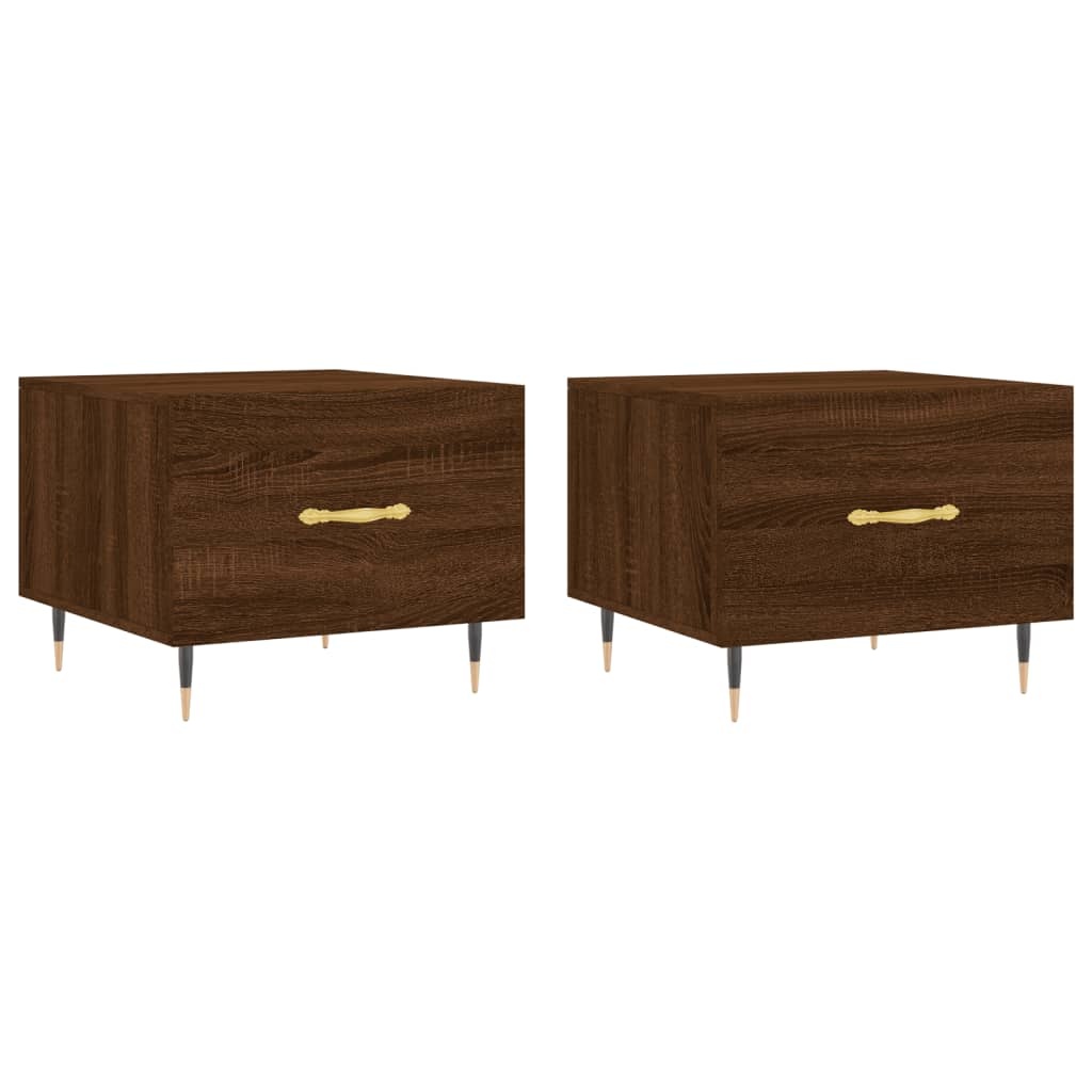 VidaXL Salontafels 2 st 50x50x40 cm bewerkt hout bruineikenkleurig