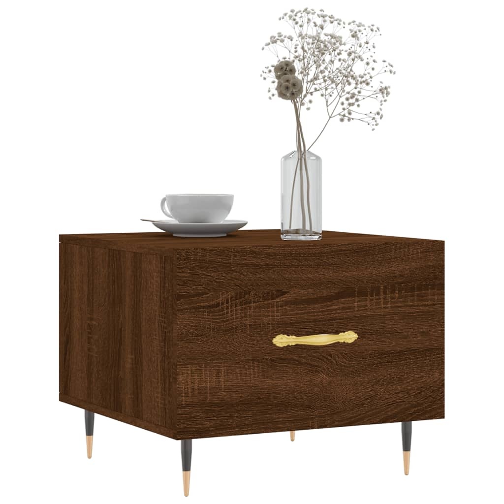 VidaXL Salontafels 2 st 50x50x40 cm bewerkt hout bruineikenkleurig