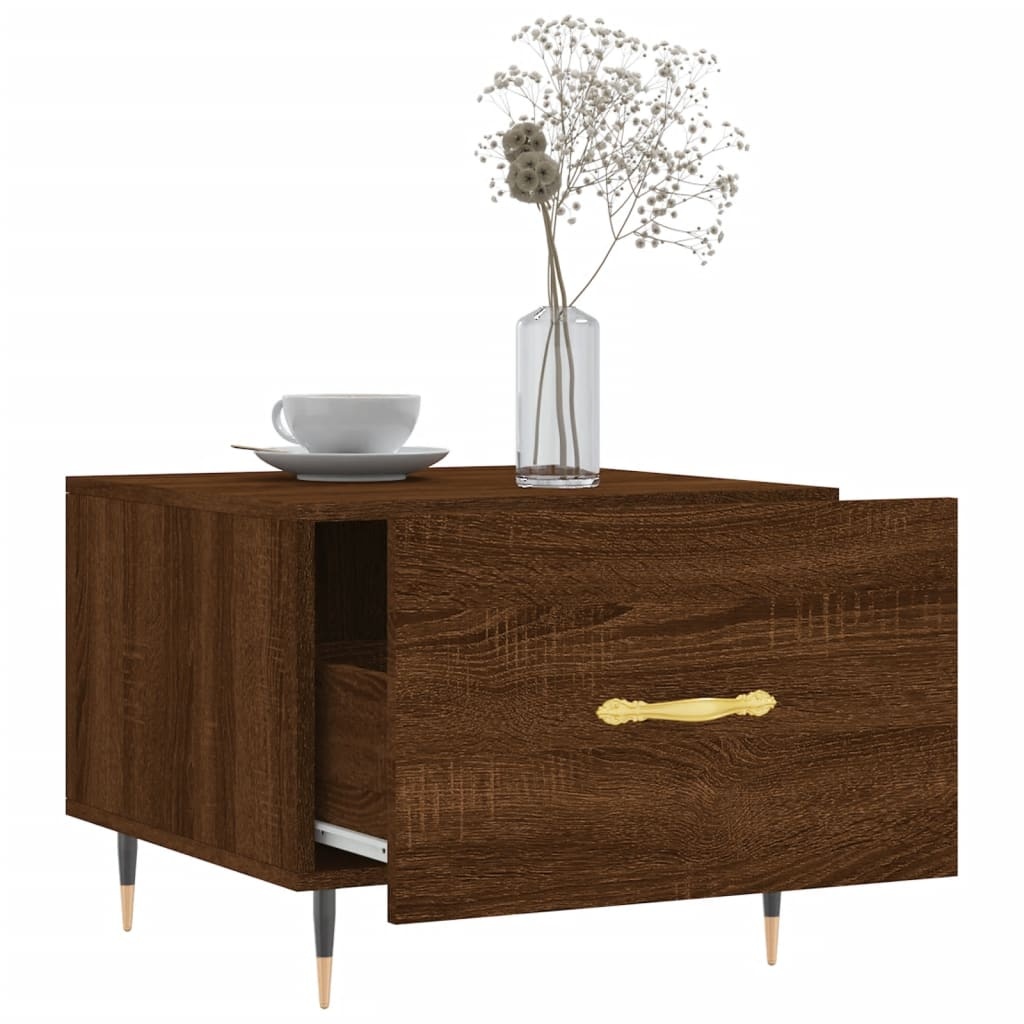 VidaXL Salontafels 2 st 50x50x40 cm bewerkt hout bruineikenkleurig