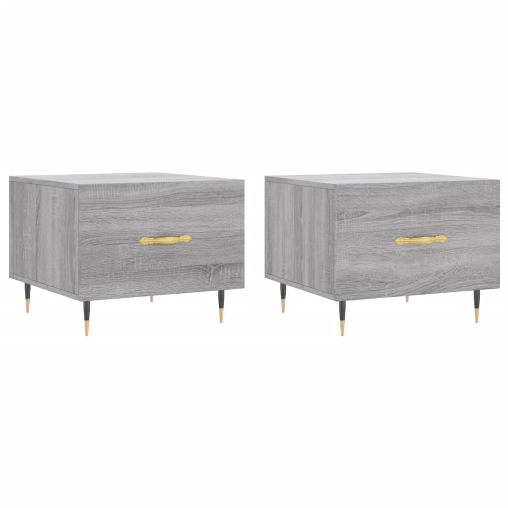 VidaXL Salontafels 2 st 50x50x40 cm bewerkt hout grijs sonoma eiken