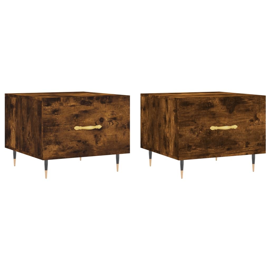 VidaXL Salontafels 2 st 50x50x40 cm bewerkt hout gerookt eikenkleurig