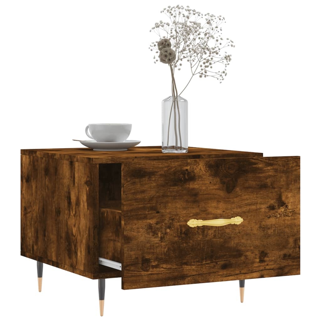 VidaXL Salontafels 2 st 50x50x40 cm bewerkt hout gerookt eikenkleurig
