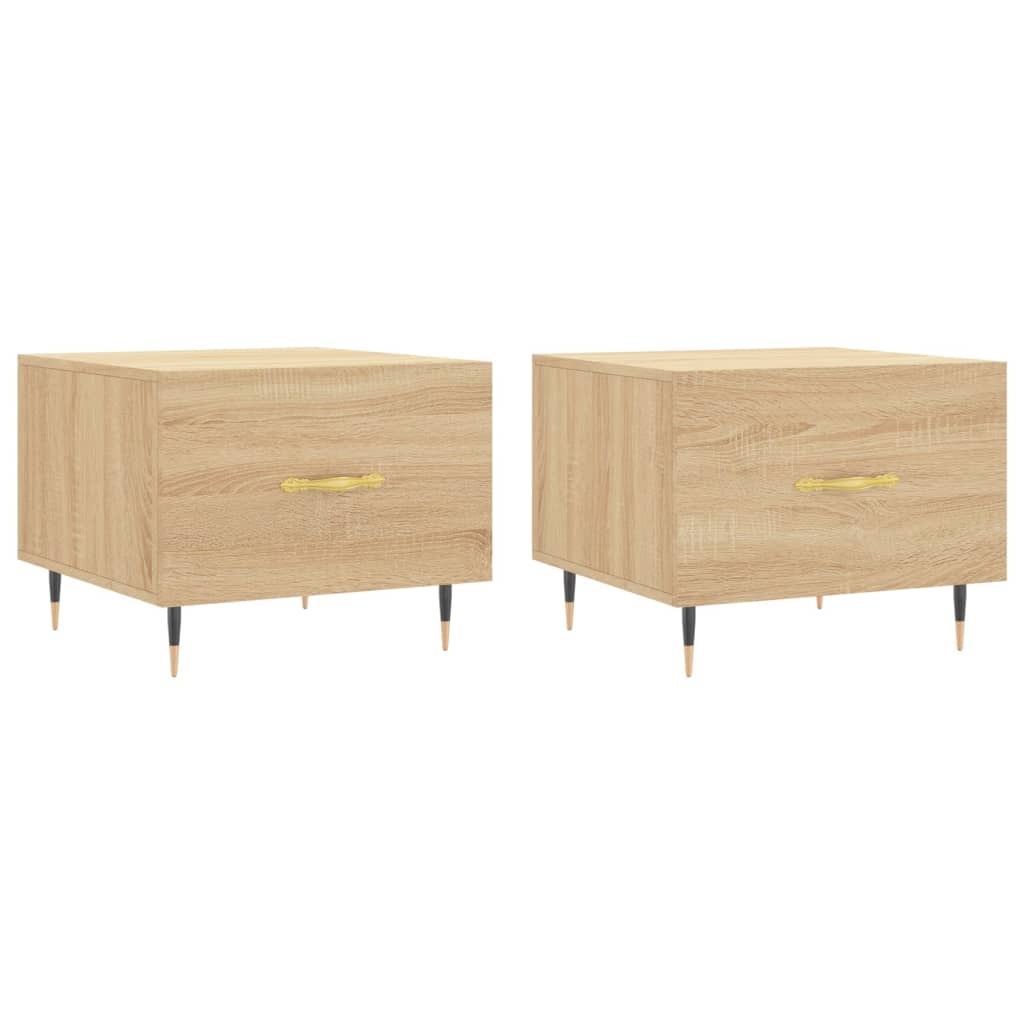 VidaXL Salontafels 2 st 50x50x40 cm bewerkt hout sonoma eikenkleurig