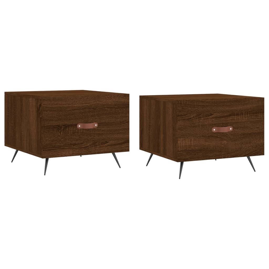 VidaXL Salontafels 2 st 50x50x40 cm bewerkt hout bruineikenkleurig