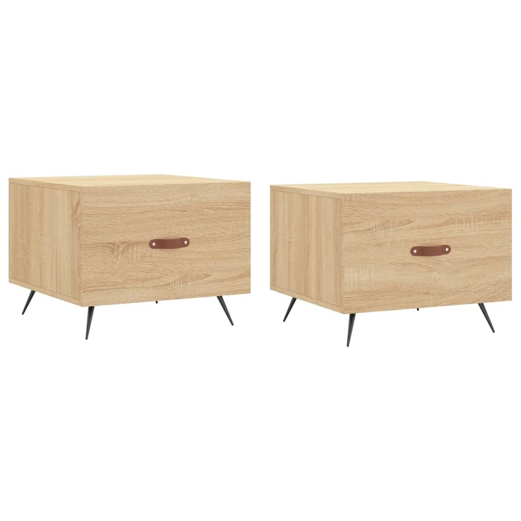 VidaXL Salontafels 2 st 50x50x40 cm bewerkt hout sonoma eikenkleurig