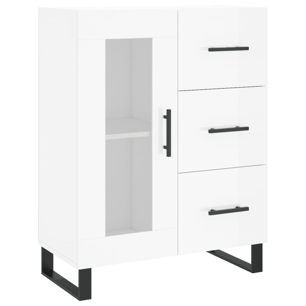 VidaXL Dressoir 69,5x34x90 cm bewerkt hout hoogglans wit