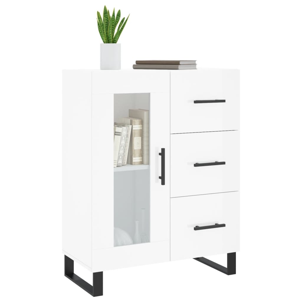 VidaXL Dressoir 69,5x34x90 cm bewerkt hout hoogglans wit