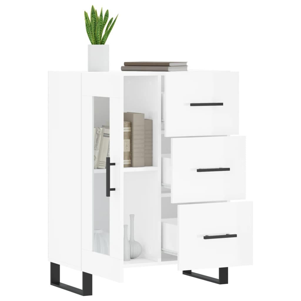 VidaXL Dressoir 69,5x34x90 cm bewerkt hout hoogglans wit