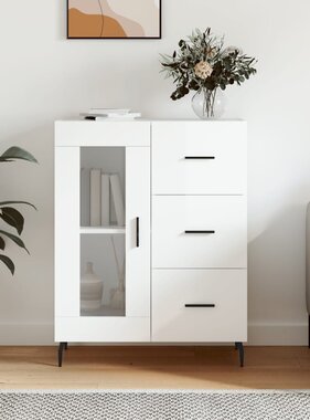 VidaXL Dressoir 69,5x34x90 cm bewerkt hout hoogglans wit