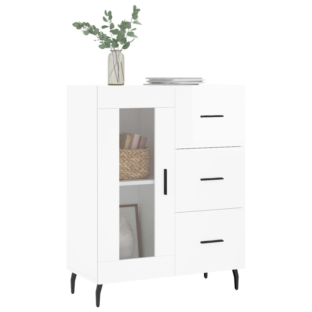 VidaXL Dressoir 69,5x34x90 cm bewerkt hout hoogglans wit