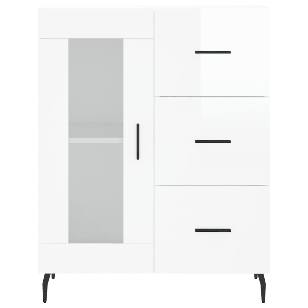 VidaXL Dressoir 69,5x34x90 cm bewerkt hout hoogglans wit