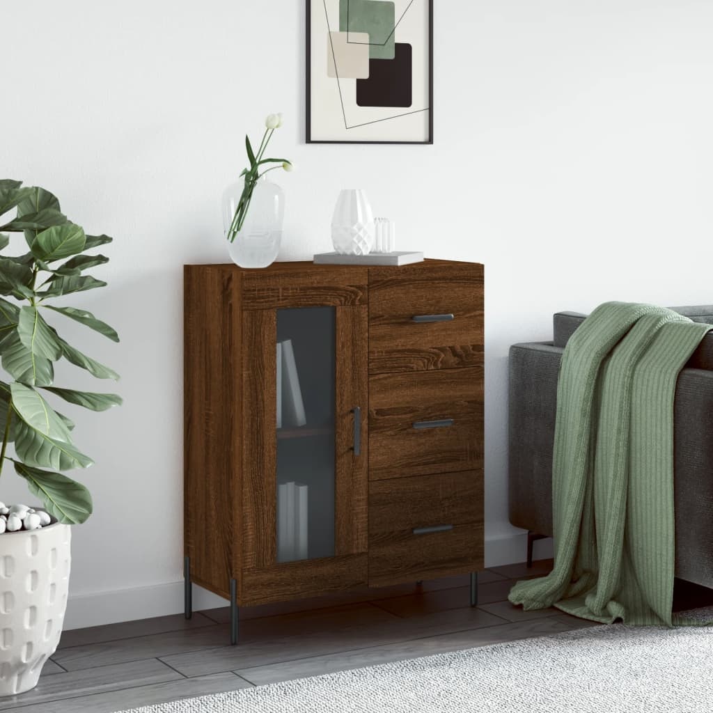 VidaXL Dressoir 69,5x34x90 cm bewerkt hout bruineikenkleurig