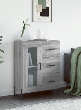 VidaXL Dressoir 69,5x34x90 cm bewerkt hout grijs sonoma eikenkleurig