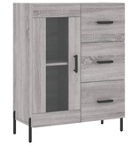 vidaXL Dressoir 69,5x34x90 cm bewerkt hout grijs sonoma eikenkleurig