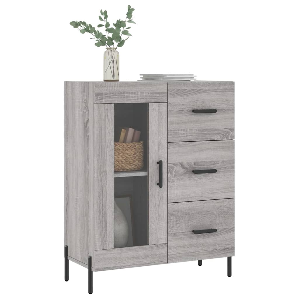 vidaXL Dressoir 69,5x34x90 cm bewerkt hout grijs sonoma eikenkleurig