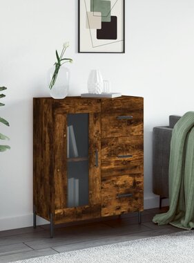 VidaXL Dressoir 69,5x34x90 cm bewerkt hout gerookt eikenkleurig